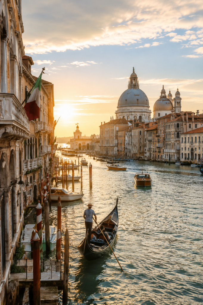 Venice canal street with historic buildings