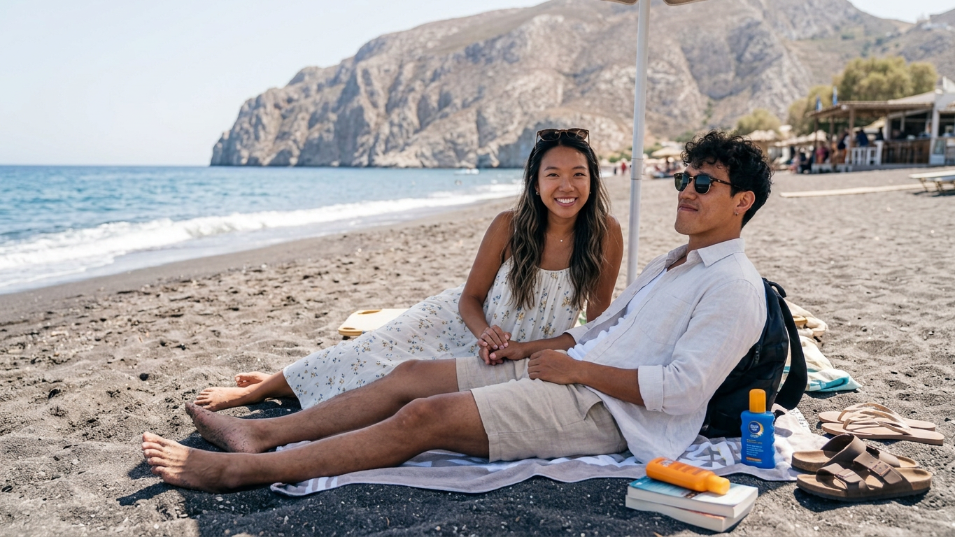 Couple in Santorini Beach