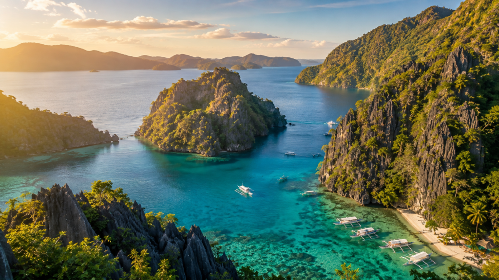 Turquoise lagoon and islands in Palawan