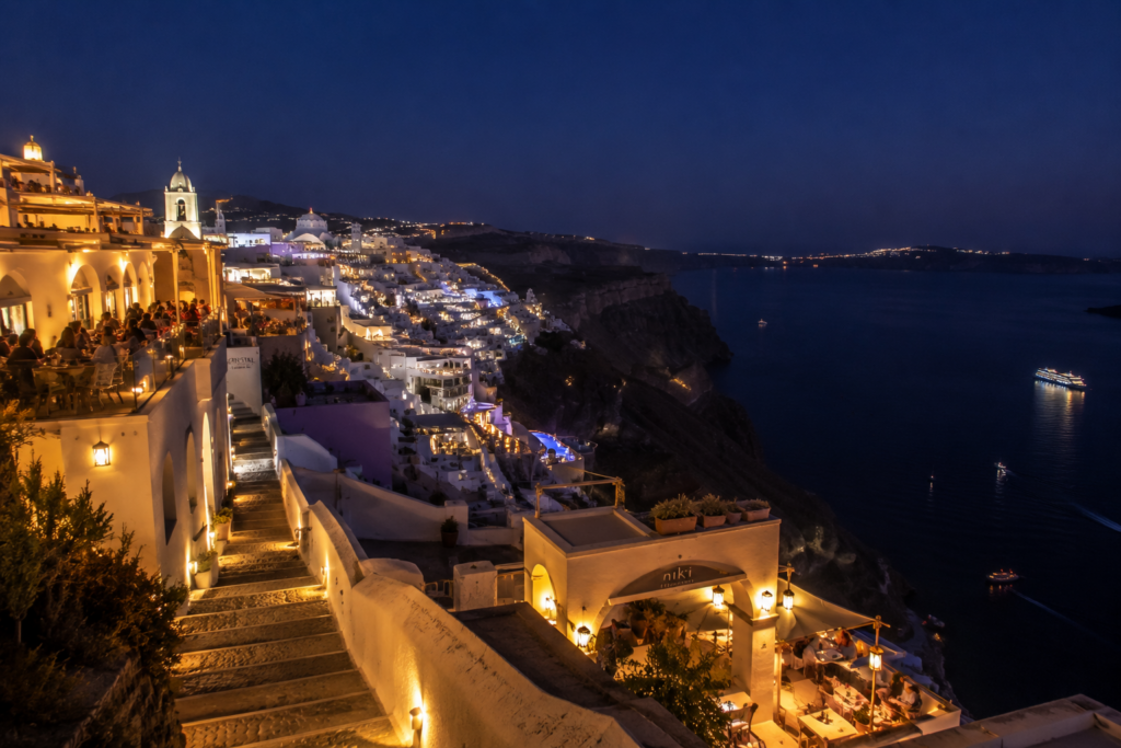 The night view in Santorini