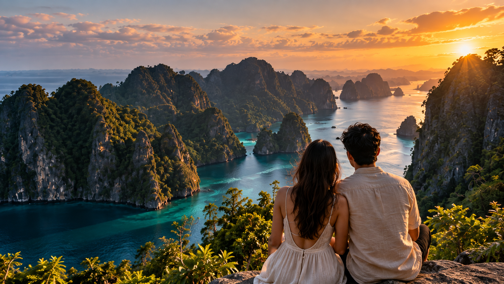 Palawan sunset over the islands