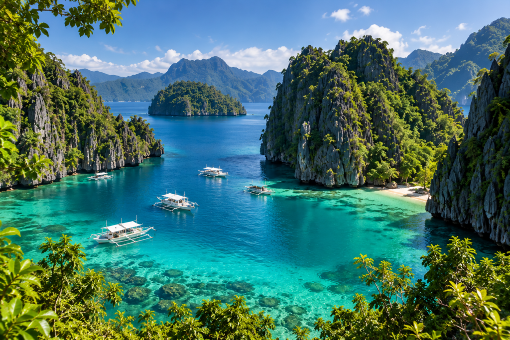 Turquoise lagoon and islands in Palawan