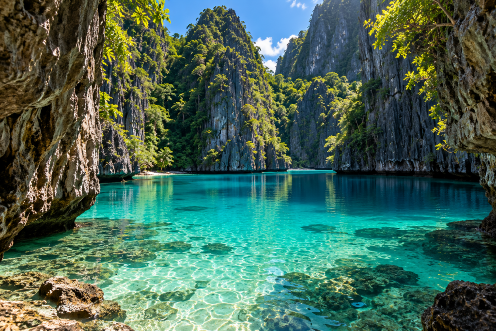 Turquoise lagoon and islands in Palawan