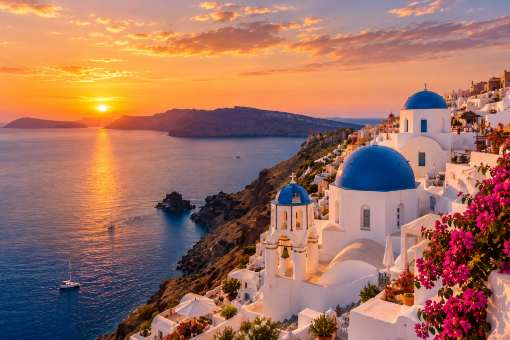 Santorini sunset and view