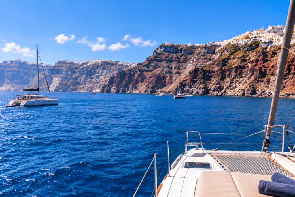 Boat trip along the Santorini caldera