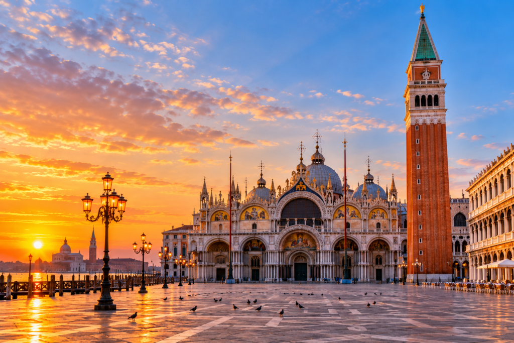 St. Mark's Square in Venice at sunset